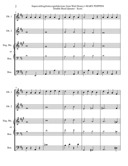 Supercalifragilisticexpialidocious From Walt Disneys Mary Poppins For Double Reed Quartet Page 2