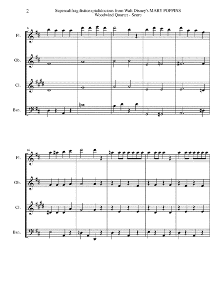 Supercalifragilisticexpialidocious From Walt Disneys Mary Poppins For Woodwind Quartet Page 2