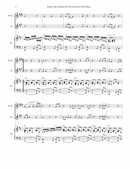 Surely The Presence Of The Lord Is In This Place Duet For Bb Trumpet French Horn Page 2