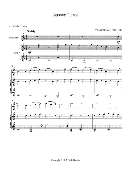 Sussex Carol Arranged For Harp And Native American Flute Page 2