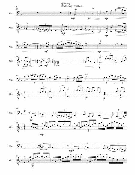 Swallow Dzidzernag Arranged For Cello And Guitar Page 2