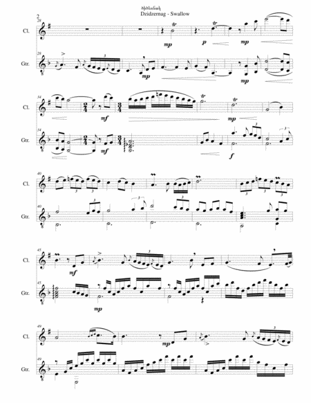 Swallow Dzidzernag Arranged For Clarinet And Guitar Page 2