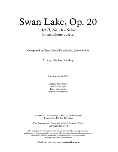 Swan Lake For Saxophone Quartet Page 2