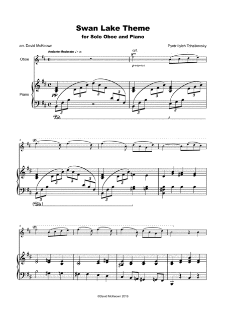 Swan Lake Theme For Solo Oboe And Piano Page 2