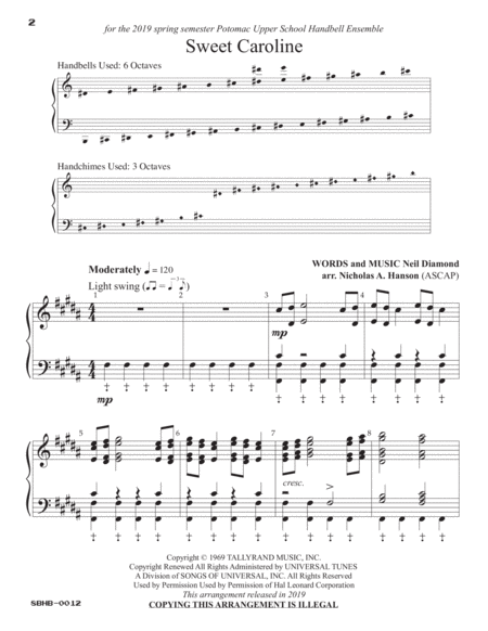 Sweet Caroline 5 Octaves Page 2