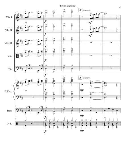 Sweet Caroline String Quintet Page 2