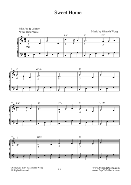 Sweet Home Easy Piano Solo In C Key Page 2