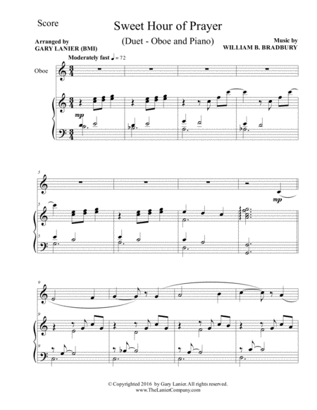 Sweet Hour Of Prayer Duet Oboe Piano With Score Part Page 2