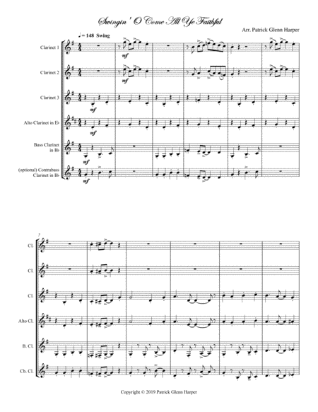 Swingin O Come All Ye Faithful For Clarinet Choir Page 2