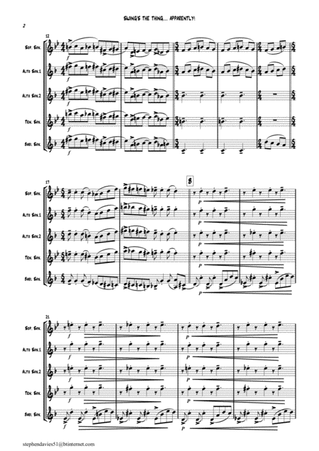 Swings The Thing Apparently For Saxophone Quintet Page 2