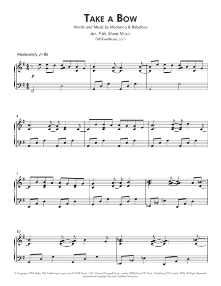 Take A Bow Intermediate Piano Page 2