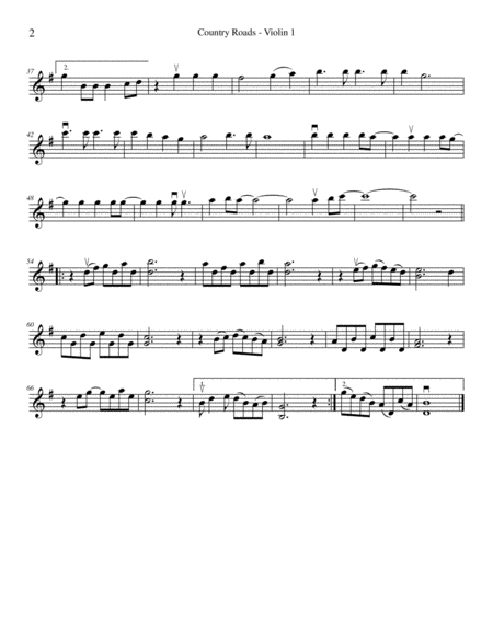 Take Me Home Country Roads String Quartet Page 2