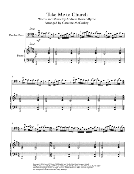 Take Me To Church Double Bass Solo Piano Accompaniment Page 2