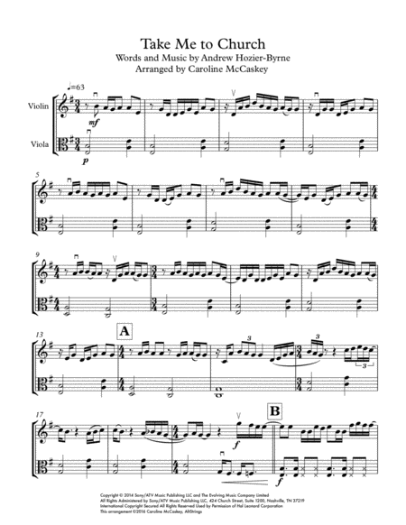 Take Me To Church Violin And Viola Duet Page 2
