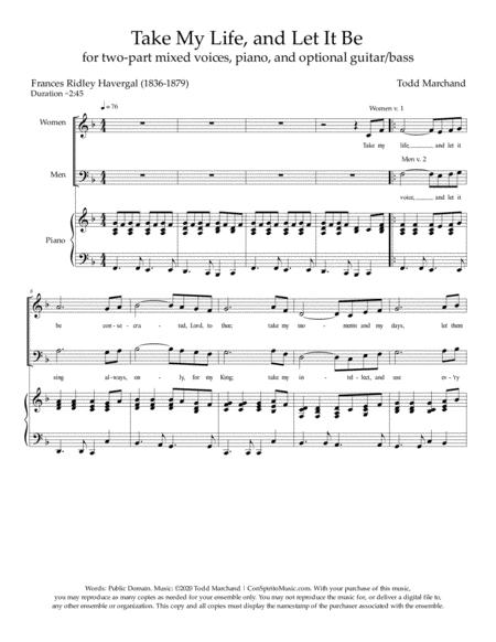 Take My Life And Let It Be Two Part Mixed Voices Piano Page 2