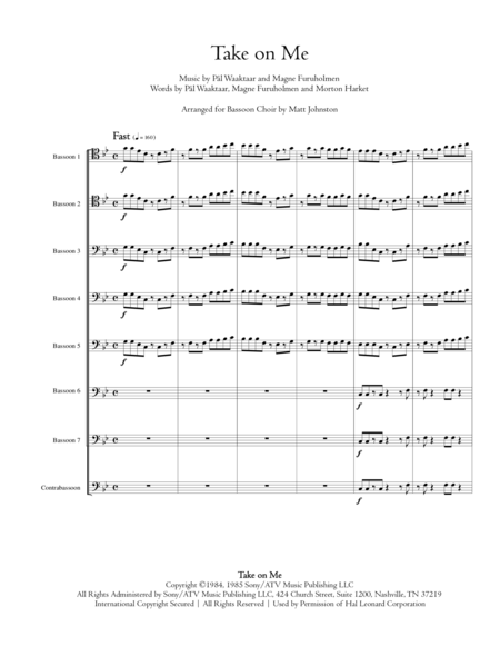 Take On Me By A Ha For Bassoon Choir Page 2