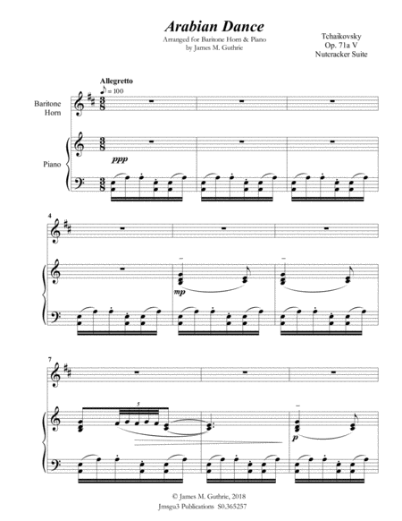 Tchaikovsky Arabian Dance From Nutcracker Suite For Baritone Horn Piano Page 2