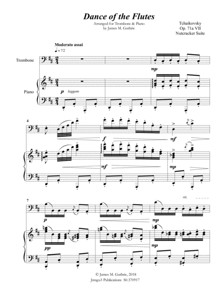 Tchaikovsky Dance Of The Flutes From Nutcracker Suite For Trombone Piano Page 2