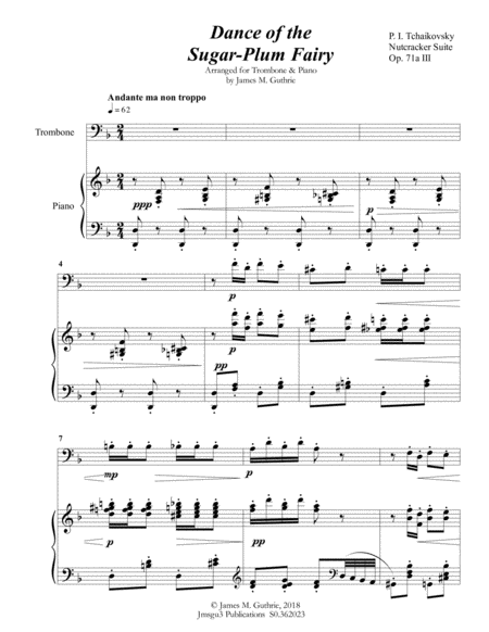 Tchaikovsky Dance Of The Sugar Plum Fairy From Nutcracker Suite For Trombone Piano Page 2