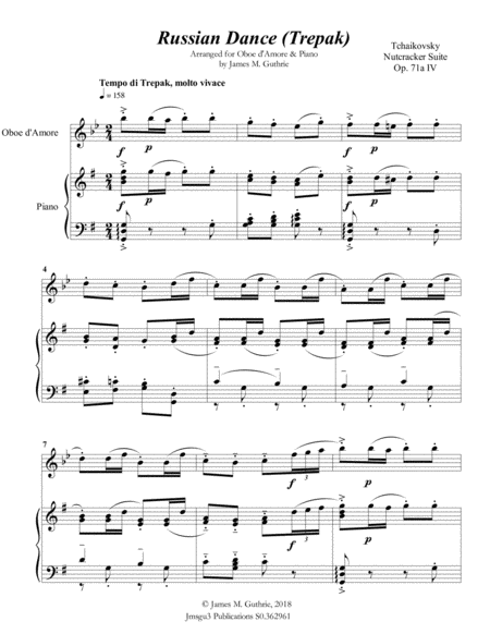 Tchaikovsky Russian Dance From Nutcracker Suite For Oboe D Amore Piano Page 2