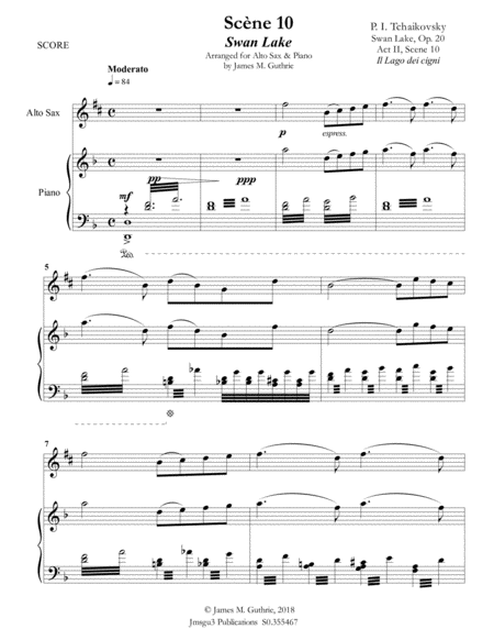 Tchaikovsky Scene 10 From Swan Lake For Alto Sax Piano Page 2