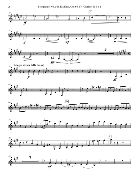 Tchaikovsky Symphony No 5 Movement Iv Clarinet In Bb 2 Transposed Part Op 64 Page 2