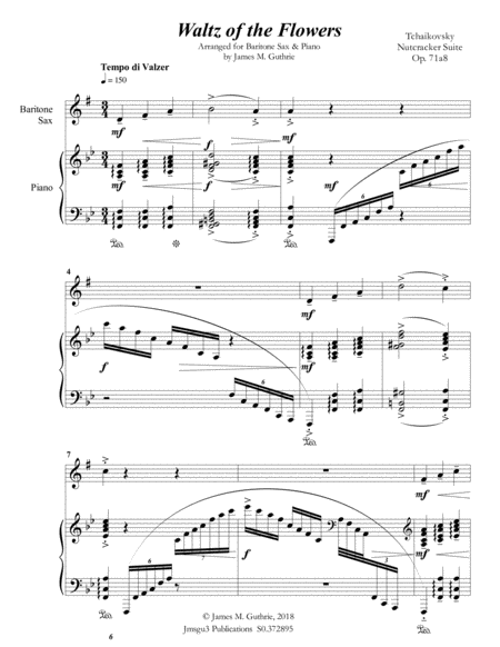 Tchaikovsky Waltz Of The Flowers From Nutcracker Suite For Baritone Sax Piano Page 2