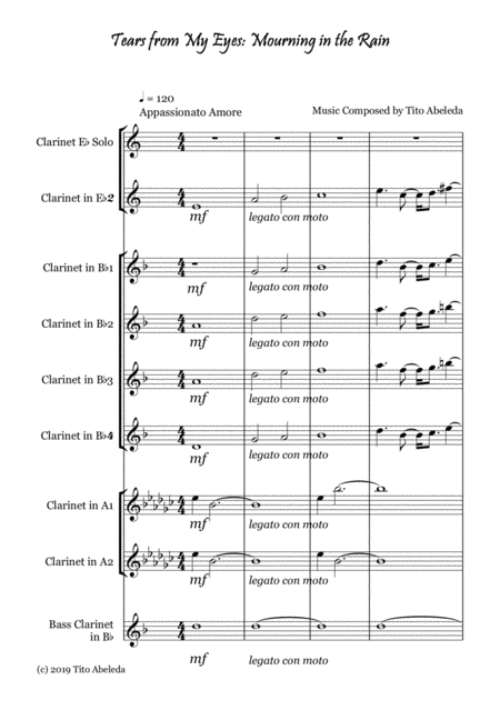 Tears From My Eyes Mourning In The Rain For Clarinet Choir Page 2