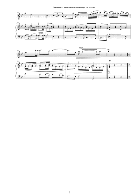 Telemann Canon Sonata In B Flat Major Twv 41 B3 For Flute And Harpsichord Page 2