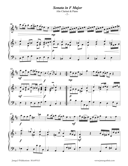 Telemann Sonata In F Major For Alto Clarinet Piano Page 2