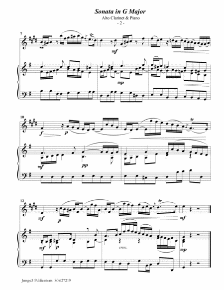 Telemann Sonata In G Major For Alto Clarinet Piano Page 2