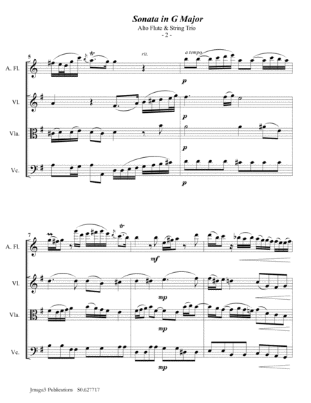 Telemann Sonata In G Major For Alto Flute String Trio Page 2