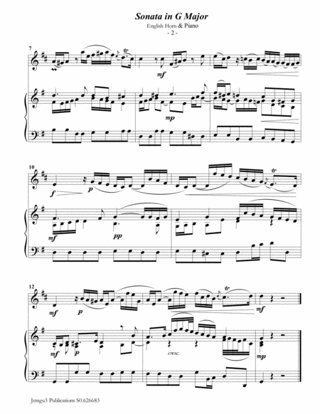 Telemann Sonata In G Major For English Horn Piano Page 2