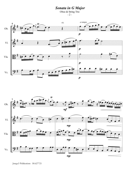 Telemann Sonata In G Major For Oboe String Trio Page 2