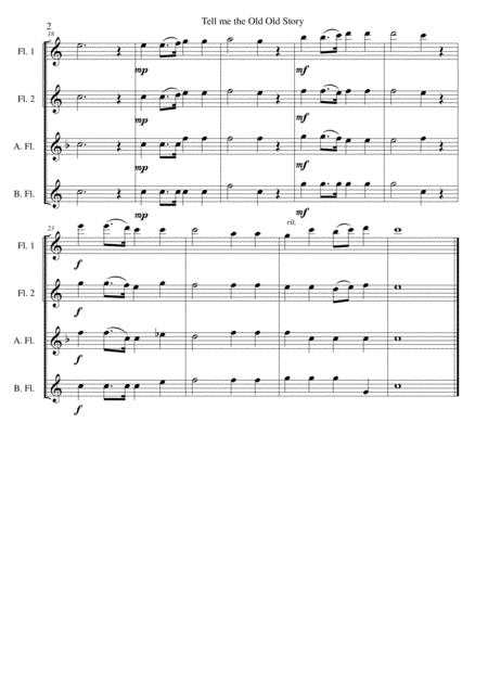 Tell Me The Old Old Story For Flute Quartet 2 C Flutes Alto Flute Bass Flute Page 2