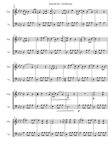 Tenerife Sea Ed Sheeran Arranged For String Duet Page 2