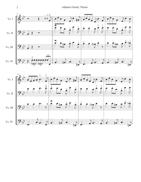 The Addams Family Theme 4 Cellos Page 2