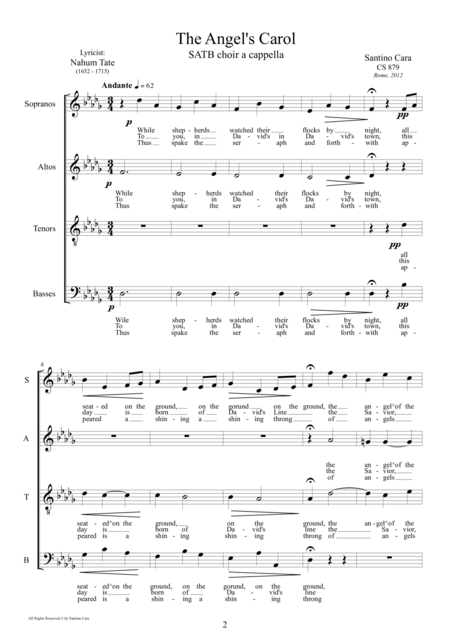 The Angels Carol Satb Choir A Cappella Page 2