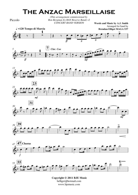 The Anzac Marseillaise Concert Band Score And Parts Pdf Page 2