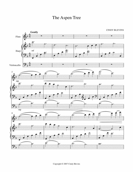 The Aspen Tree An Original Song For Harp And Flute With An Optional Cello Part Page 2