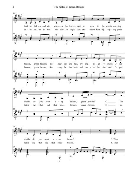 The Ballad Of Green Broom Voice And Classical Guitar Page 2