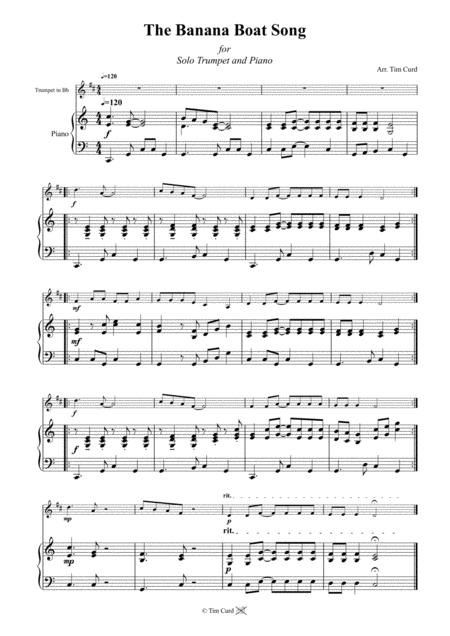 The Banana Boat Song For Solo Trumpet In Bb And Piano Page 2