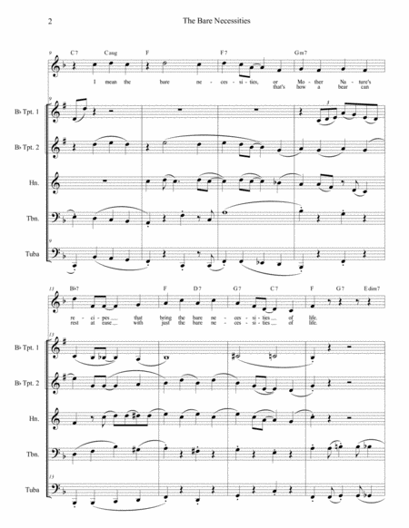 The Bare Necessities From The Jungle Book For Brass Quintet With Optional Vocals Chords Page 2