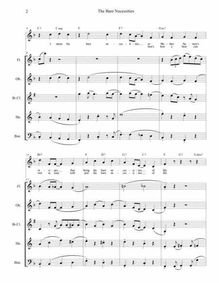 The Bare Necessities From The Jungle Book For Woodwind Quintet With Optional Vocals Chords Page 2