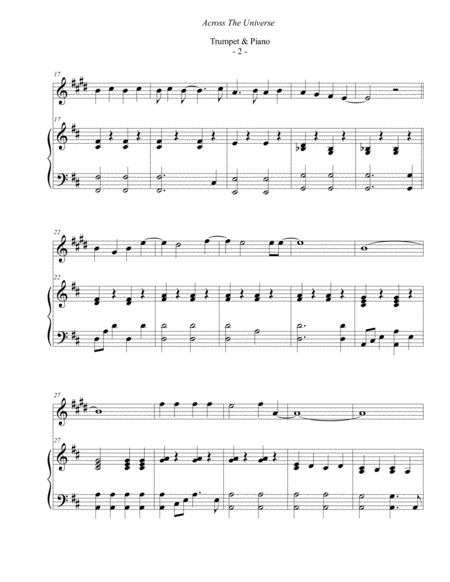 The Beatles Across The Universe For Trumpet Piano Page 2