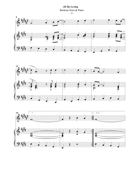The Beatles All My Loving For Baritone Horn Piano Page 2