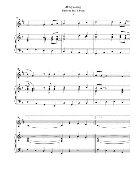 The Beatles All My Loving For Baritone Sax Piano Page 2