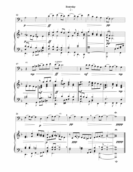 The Beatles Yesterday For Cello Piano Page 2