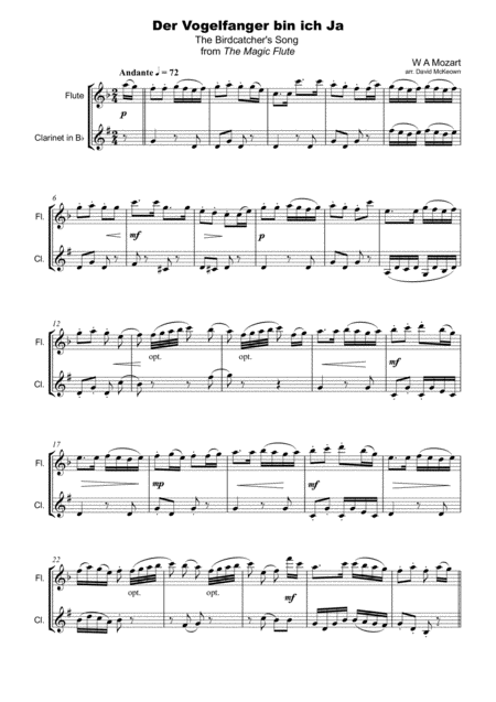 The Birdcatchers Song From The Magic Flute Flute And Clarinet Duet Page 2