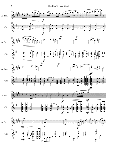 The Boars Head Carol For Alto Saxophone And Guitar Page 2
